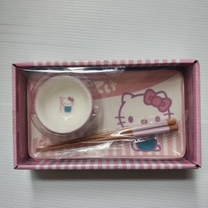 Hello Kitty Ceramic Sushi Set Plate Bowl Chopsticks Pink Sanrio Kawaii Gift New